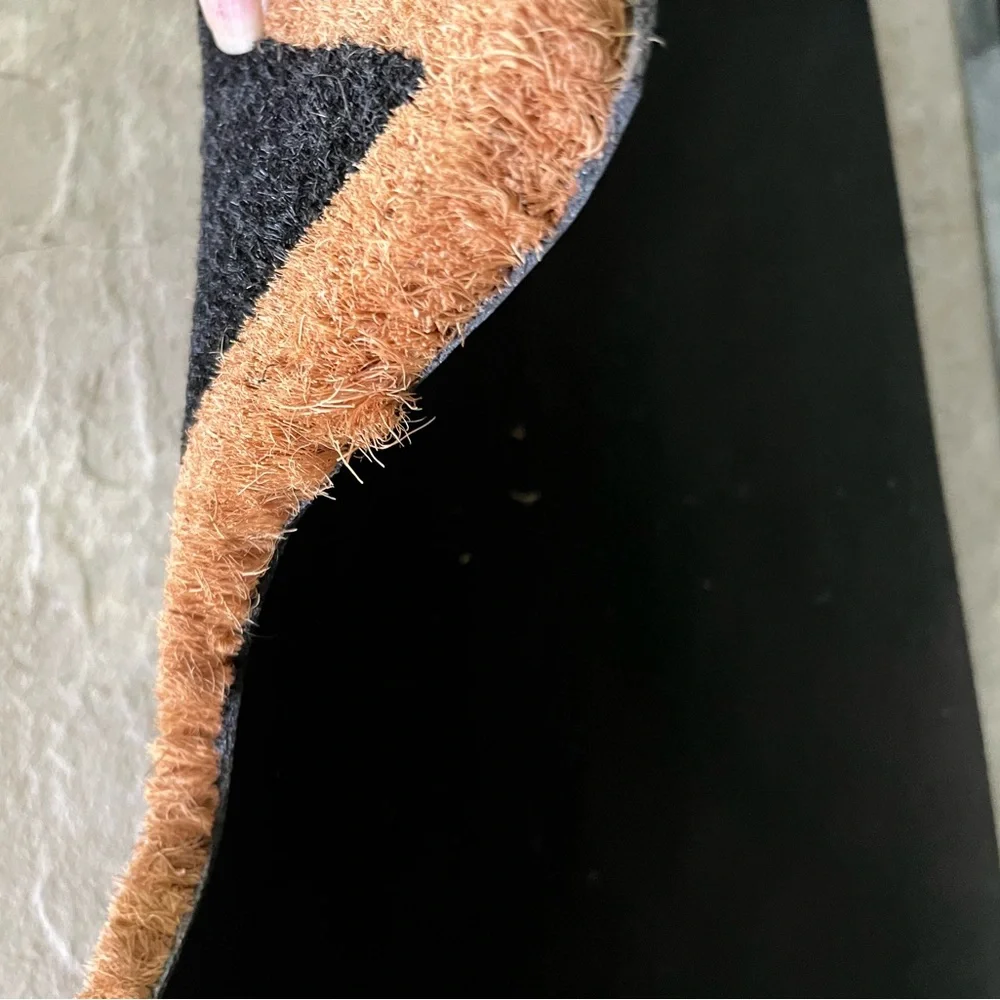 NWT Halloween Bat Shaped Doormat Natural Coir Mat Black Brown Goth Vampire Bat